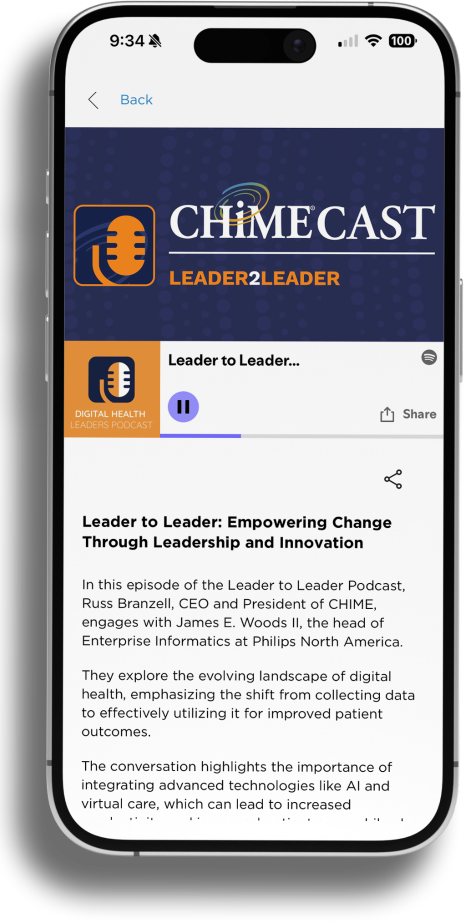 CHIME Connect podcast screen