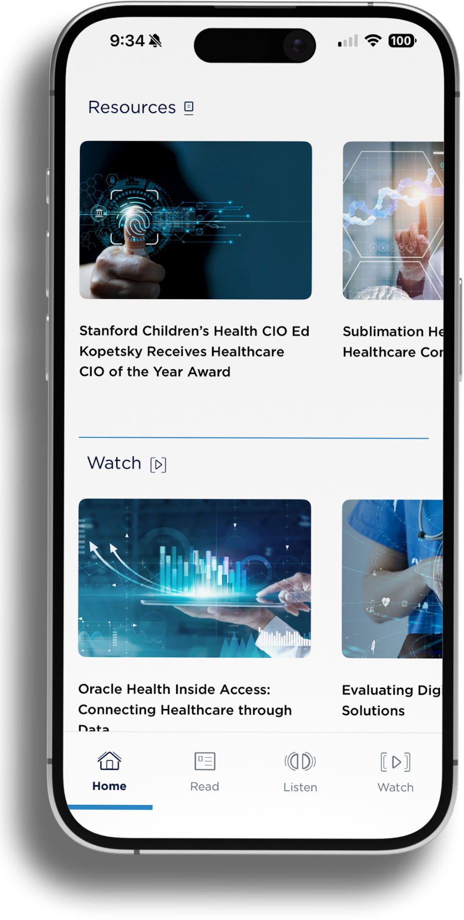 CHIME Connect featured resources screen